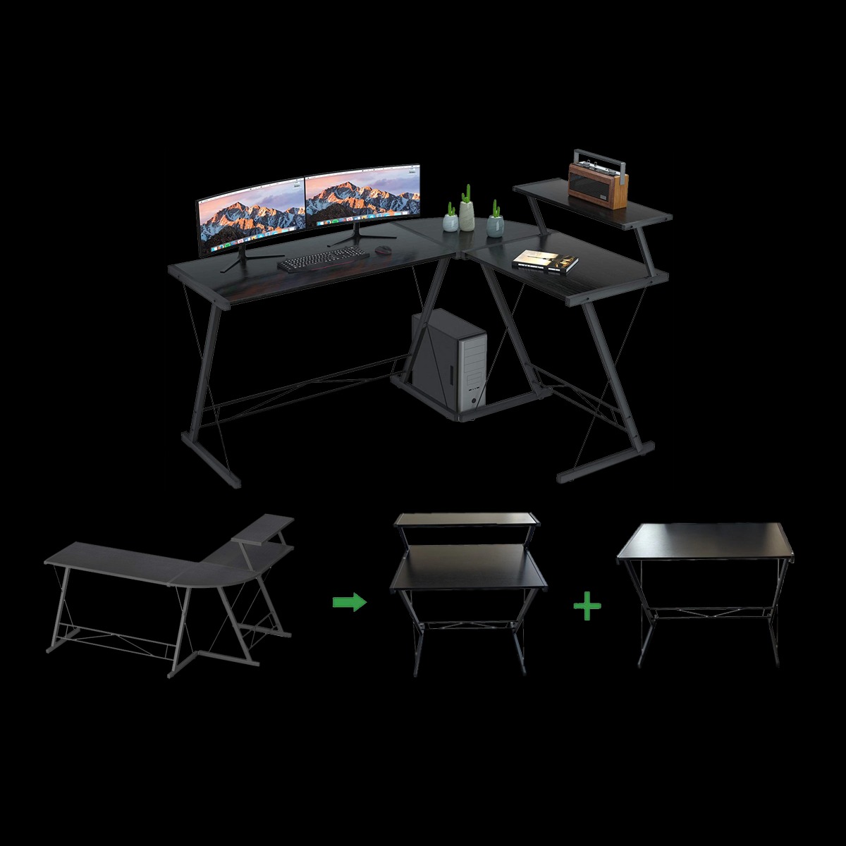 خرید میز GAMEON 3 in 1 L-Shaped Slayer II XL Series Gaming Desk Black