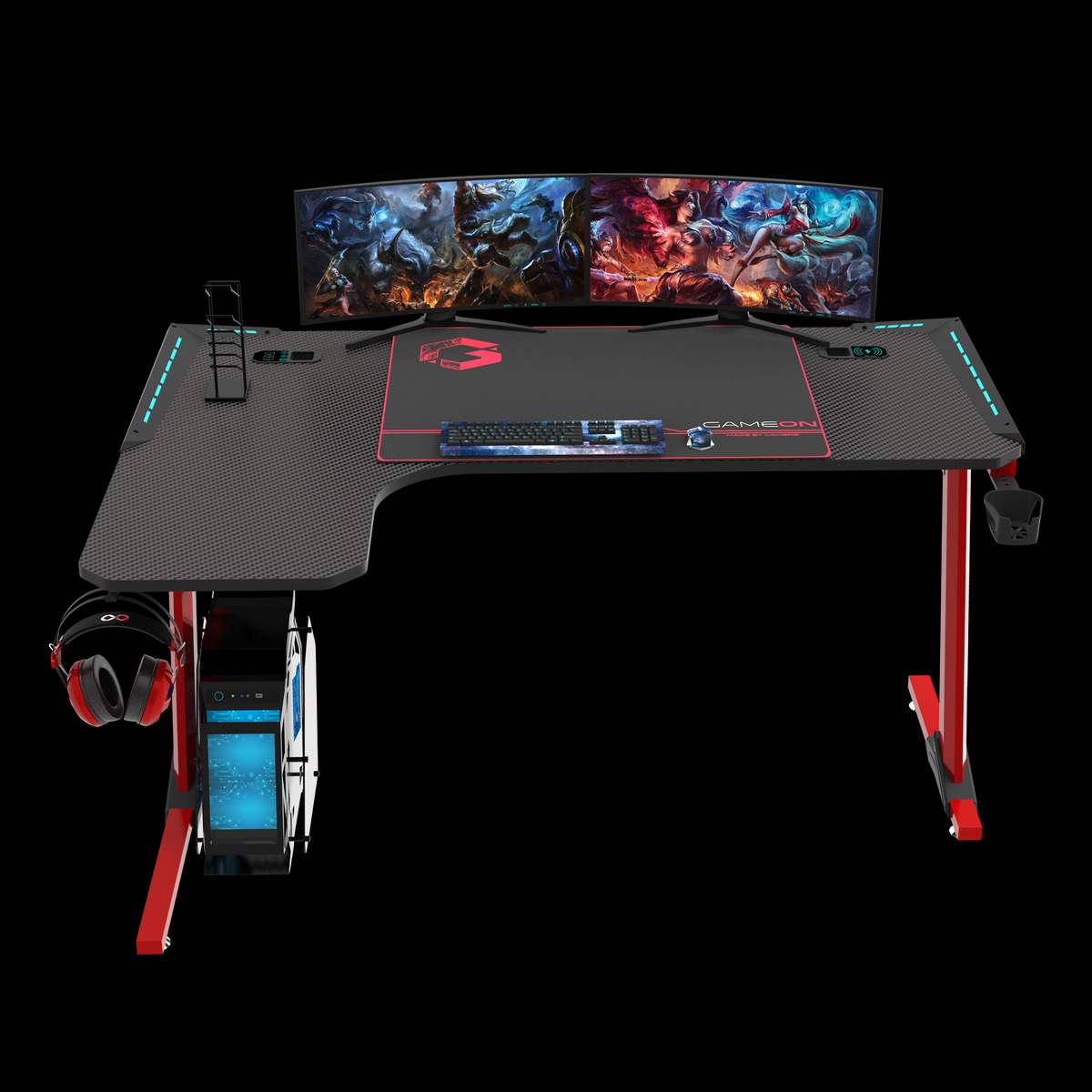 خرید میز GAMEON Phantom XL-L Series L-Shaped RGB Flowing Light Gaming Desk Black