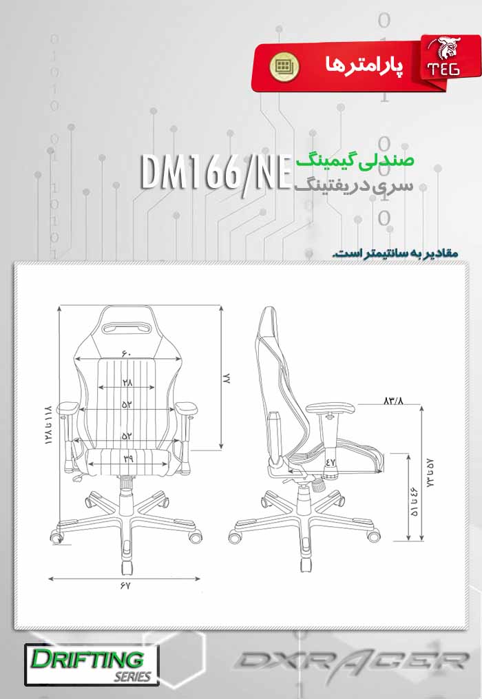 خرید صندلی گیمینگ دی ایکس ریسر سری دریفتینگ DxRacer OH/DM166/NE Drifting Series