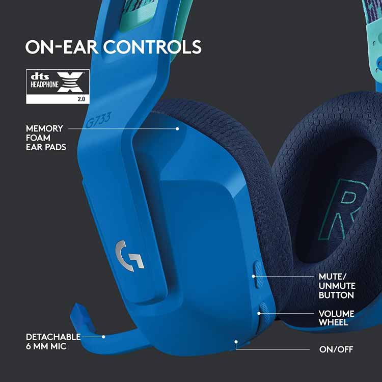 هدست گیمینگ لاجیتک Headset Gaming Logitech G733 Lightspeed Blue | دراگون شاپ