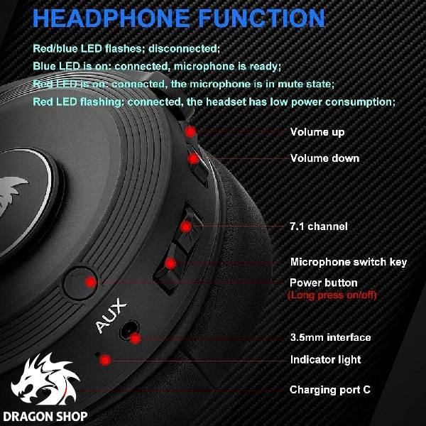 هدست ردراگون Headset Redragon Pelops Pro Wireless H818