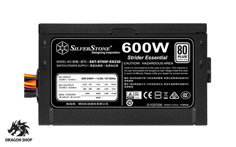 نمای بیرونی منبع تغذیه سیلور استون 600 وات Power SilverStone SST-ST60F-ES230