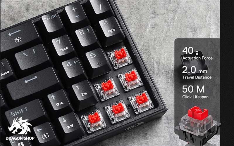 کیبورد گیمینگ ردراگون Keyboard Redragon K628 Pollux Red Switches