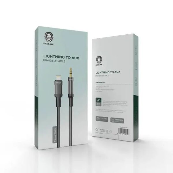 کابل لایتنینگ به آی یو ایکس گرین لاین Green Lion Lightning To AUX Braided Cable