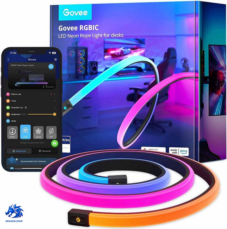 ریسه مخصوص میز Govee RGBIC Neon Rope Lights for Desks 3M H61C3