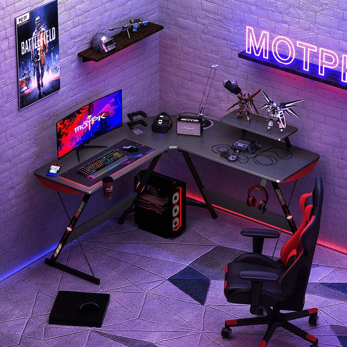 خرید میز GAMEON L-Shaped Slayer I Series Gaming Desk Black