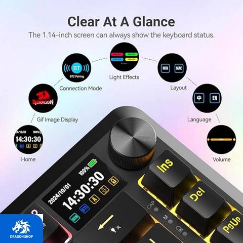 کیبورد Redragon K708 Flekact Pro RGB Wireless کیبورد Redragon K708 Pro RGB Wireless