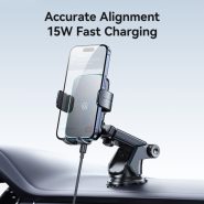 خرید هولدر موبایل USAMS CD229 15W Accurate Aligment Wireless Charging Car Phone Holder with Suction Cup