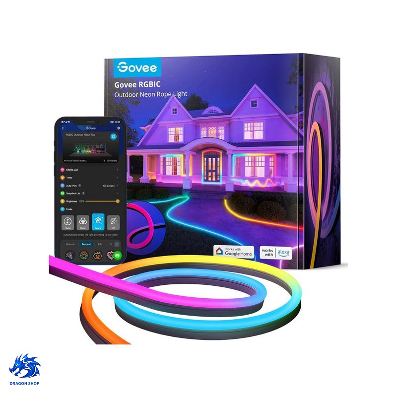 ریسه هوشمند Govee RGBIC Outdoor Neon Rope Lights H61A8 10m ریسه هوشمند Govee RGBIC Outdoor Neon Rope Lights H61A8 10m