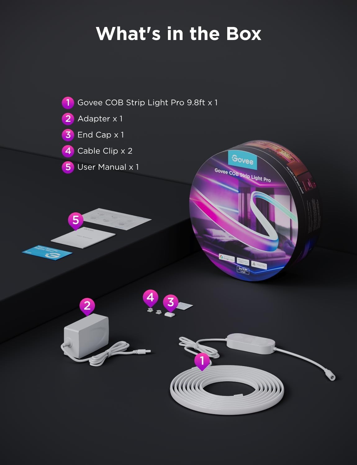 ریسه هوشمند 3 متری Govee COB Strip Light Pro H61E5