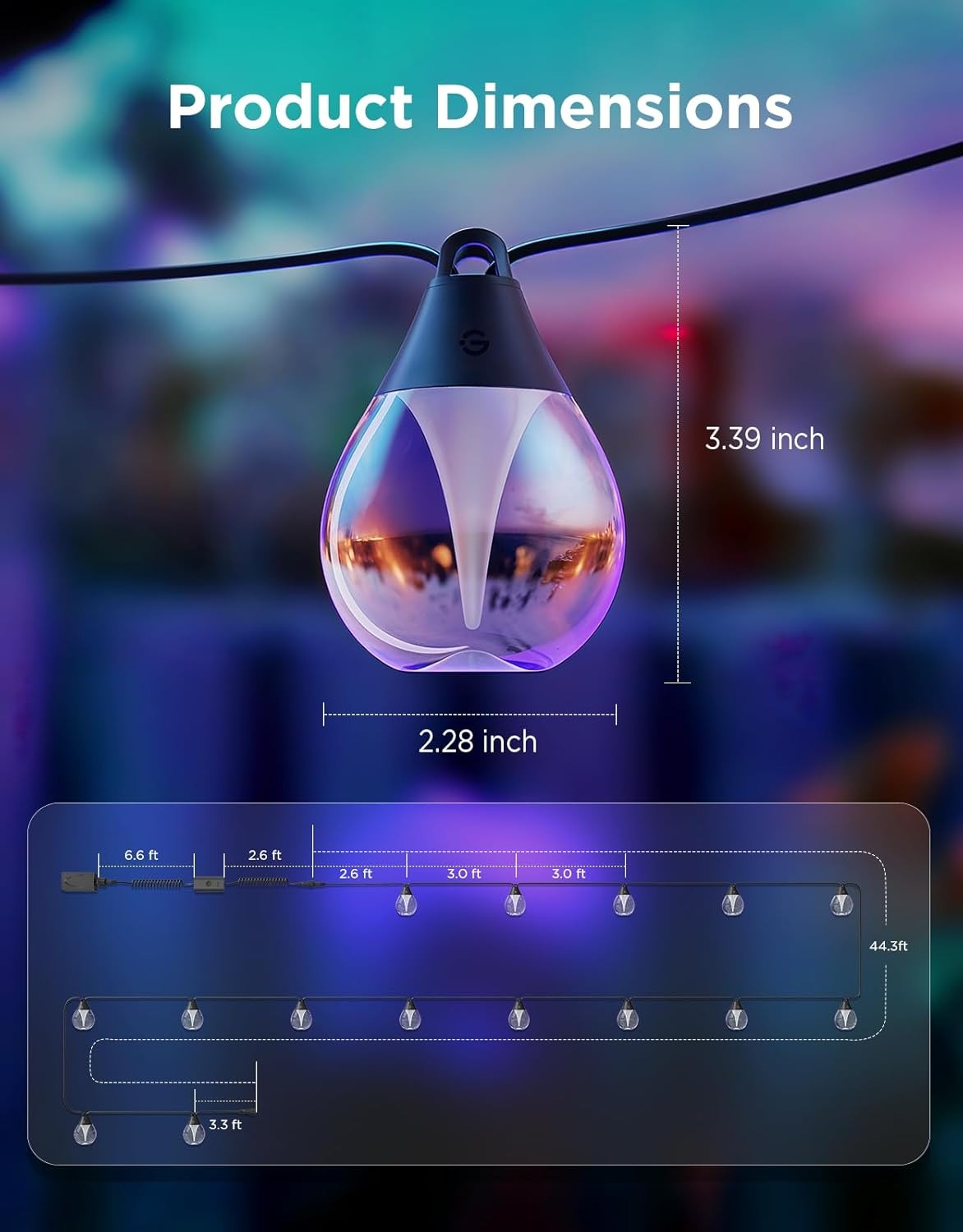 لامپ هوشمند ریسه ای Govee Outdoor Clear Bulb String Lights H7025