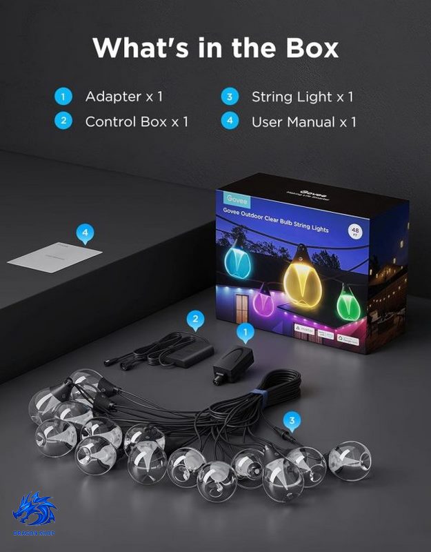 لامپ هوشمند ریسه ای Govee Outdoor Clear Bulb String Lights H7025 لامپ هوشمند ریسه ای Govee Outdoor Clear Bulb String Lights H7025