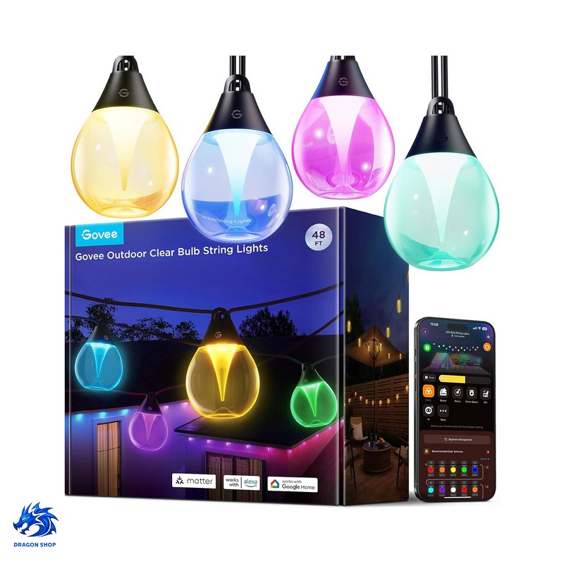 لامپ هوشمند ریسه ای Govee Outdoor Clear Bulb String Lights H7025 لامپ هوشمند ریسه ای Govee Outdoor Clear Bulb String Lights H7025