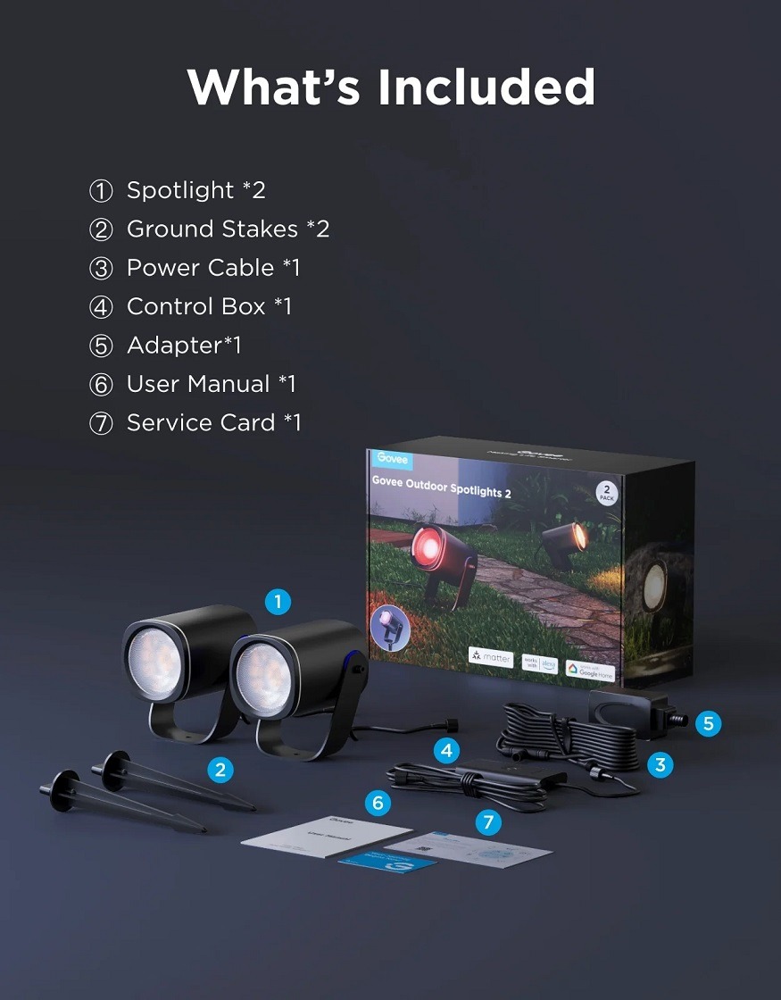 پروژکتور هوشمند فضای باز Govee Outdoor Spotlights 2 H7093