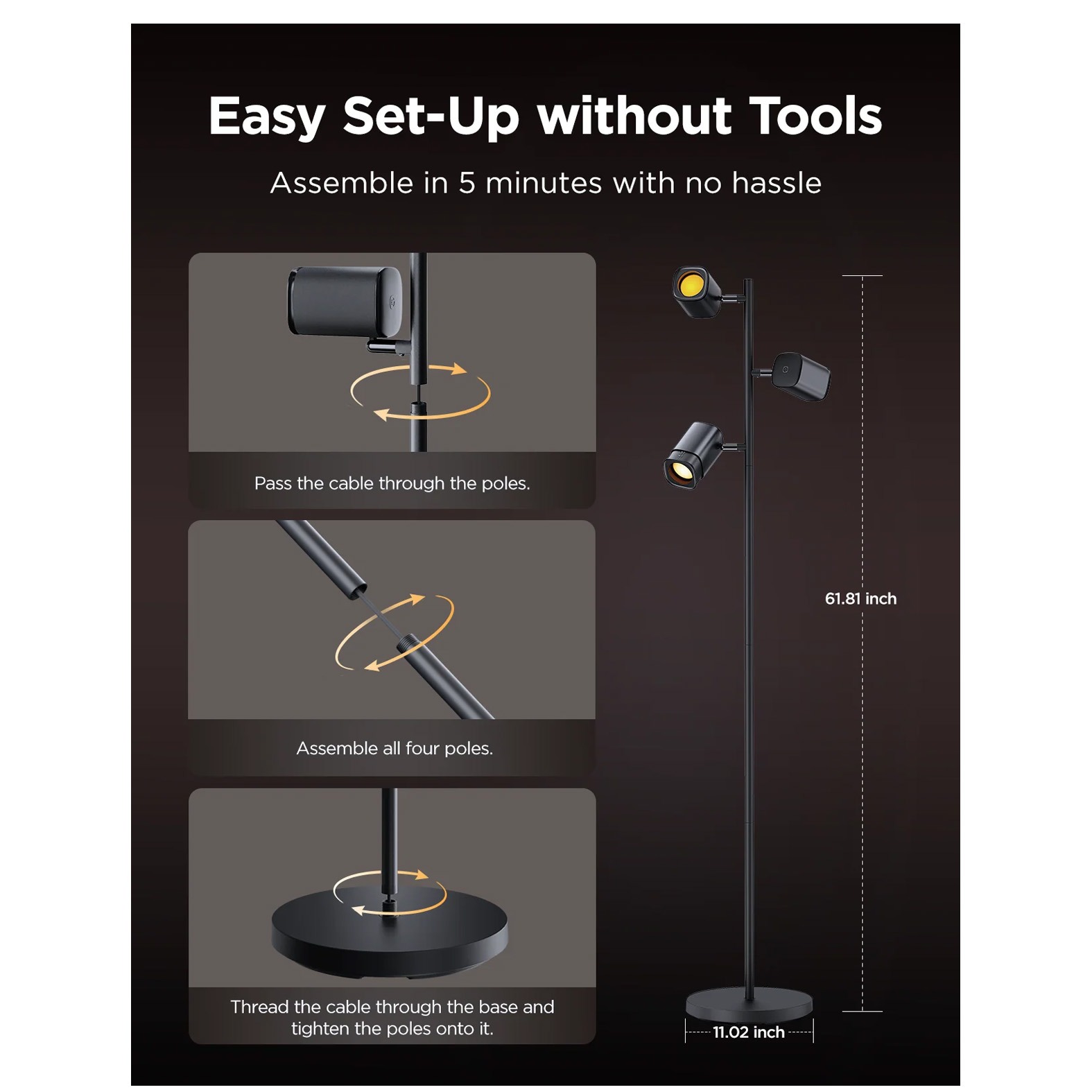 چراغ هوشمند درختی Govee Tree Floor Lamp H60B2