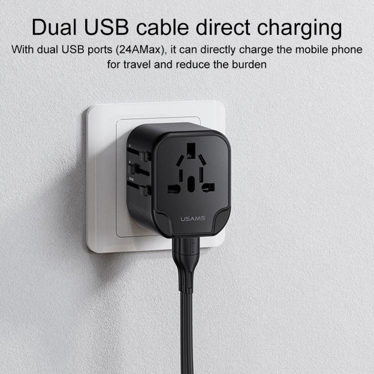 شارژر دیواری Usams CC173 T55 12w Dual Usb Universal Travel Charger
