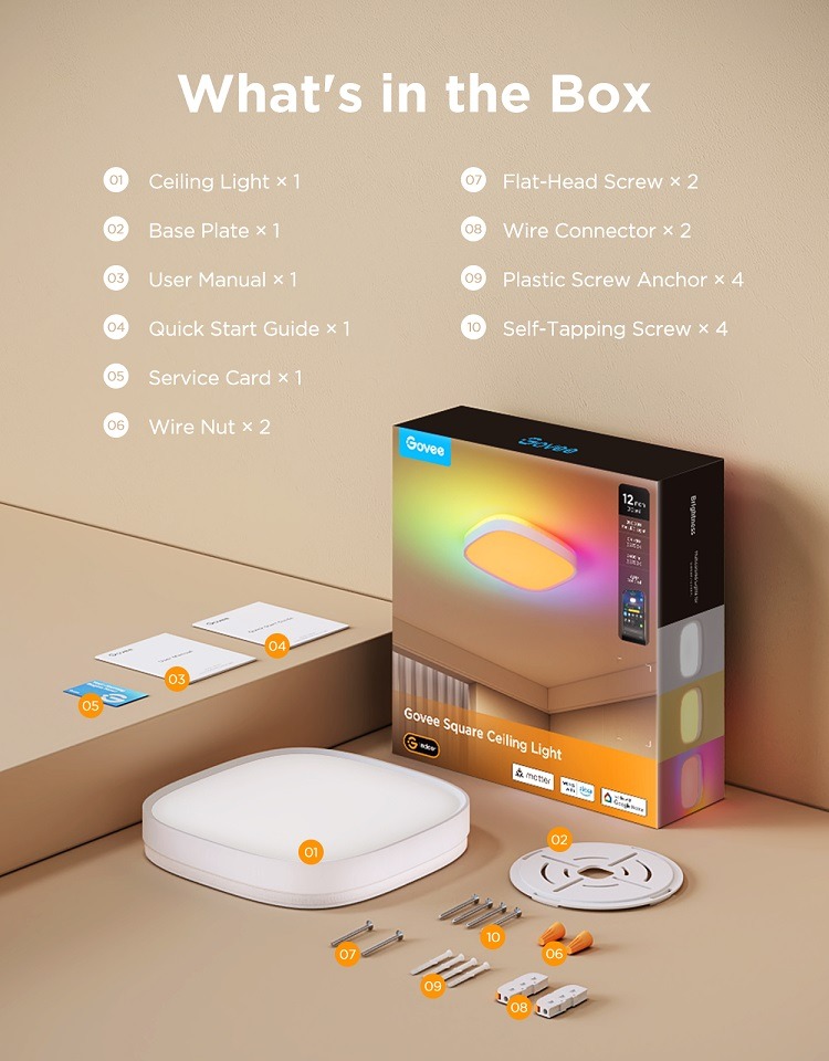 چراغ سقفی هوشمند 30 سانتی Govee Smart Square Ceiling Light H80A4