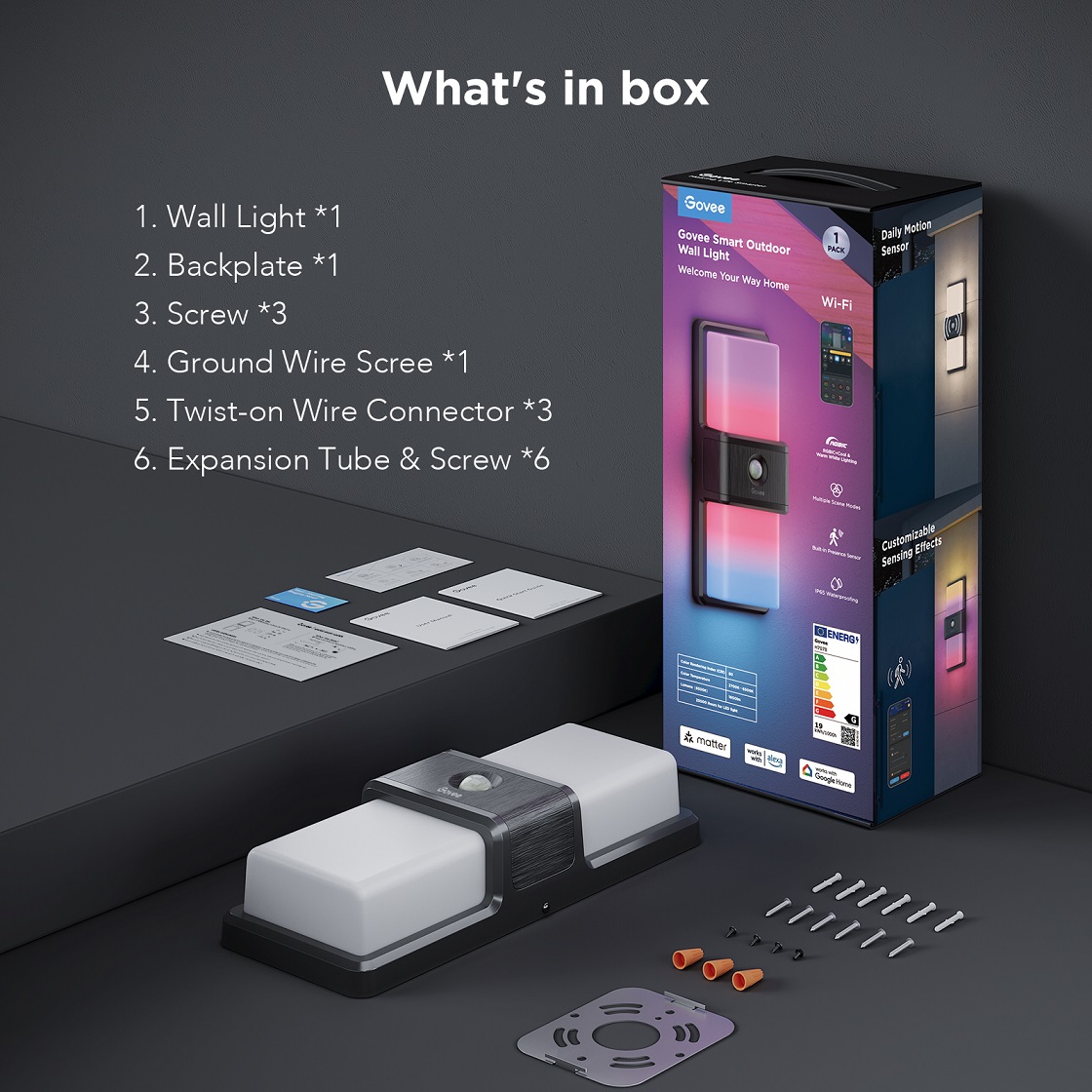 چراغ هوشمند دیواری فضای باز Govee Smart Outdoor Wall light H7078