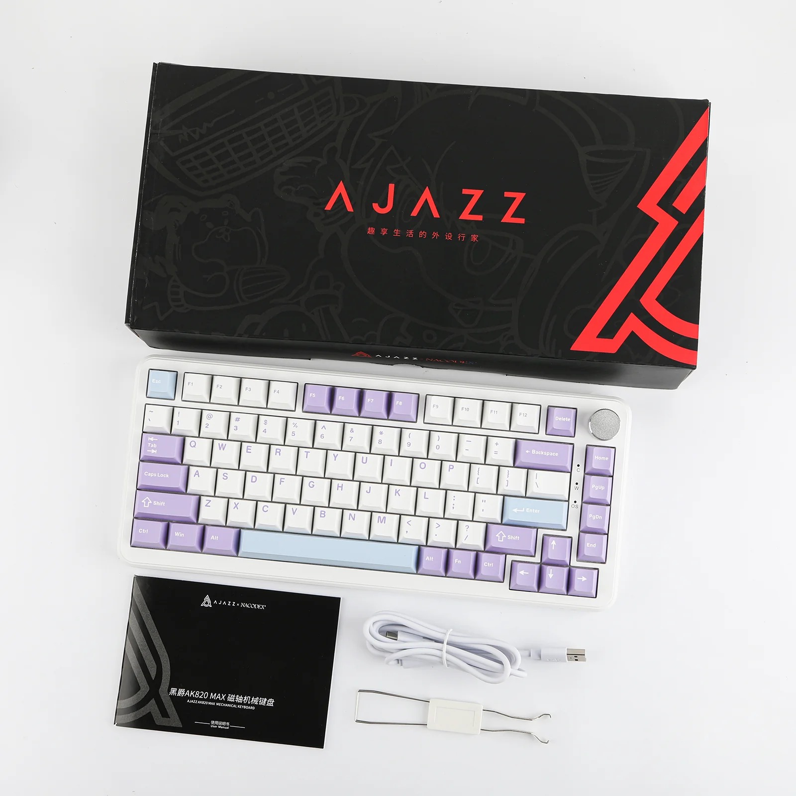 کیبورد ایجز Ajazz Keyboard AK820 Max White Purple Blue