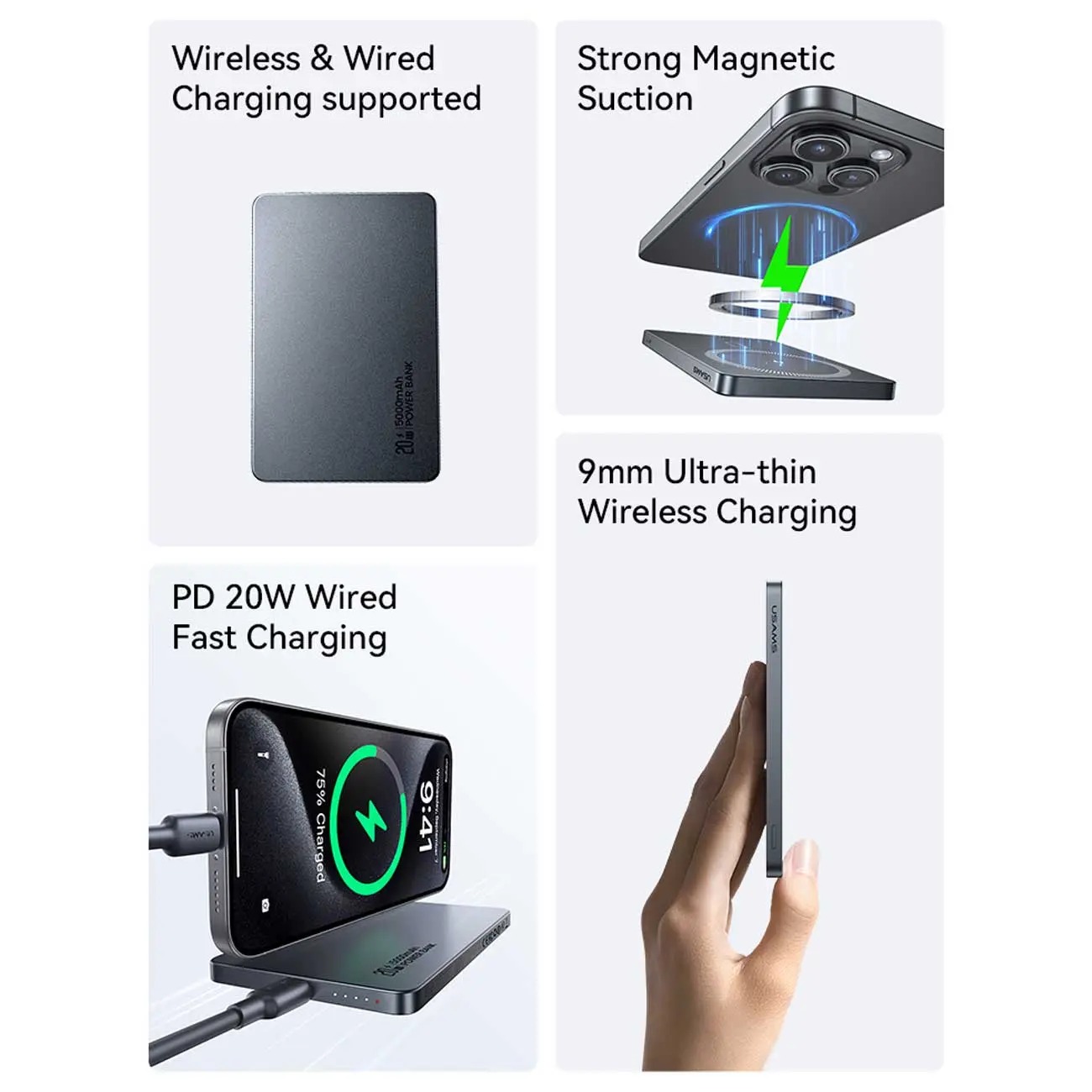 پاوربانک مگسیف USAMS CD227 5000MAh