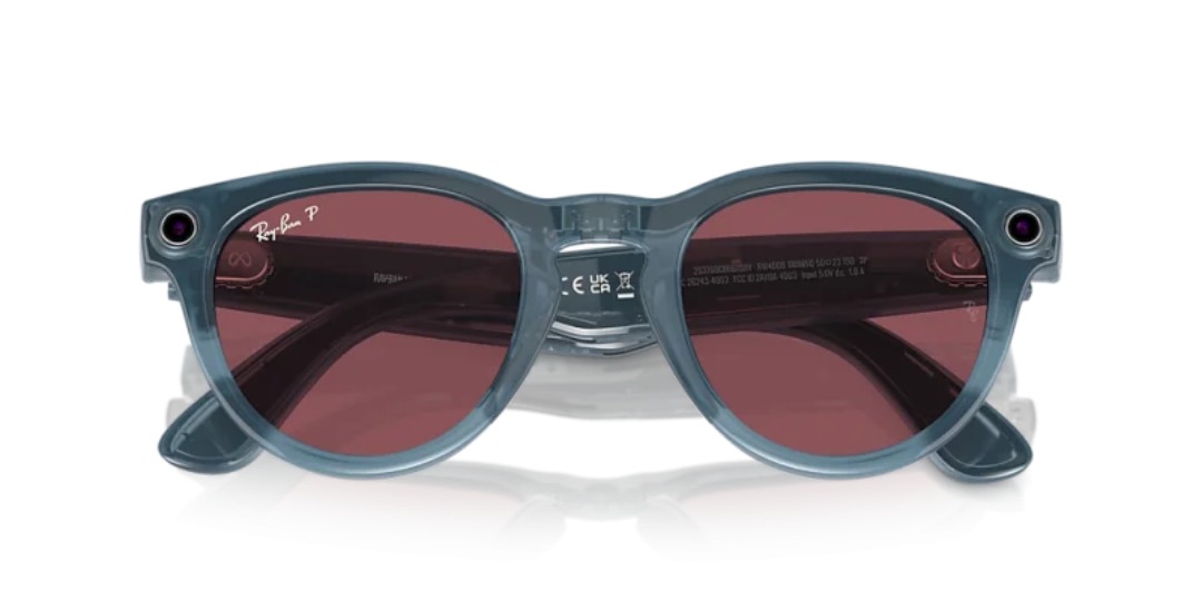 عینک هوشمند Ray‑Ban Meta Headliner – Shiny Jeans / Polar Dusty Red Size 50