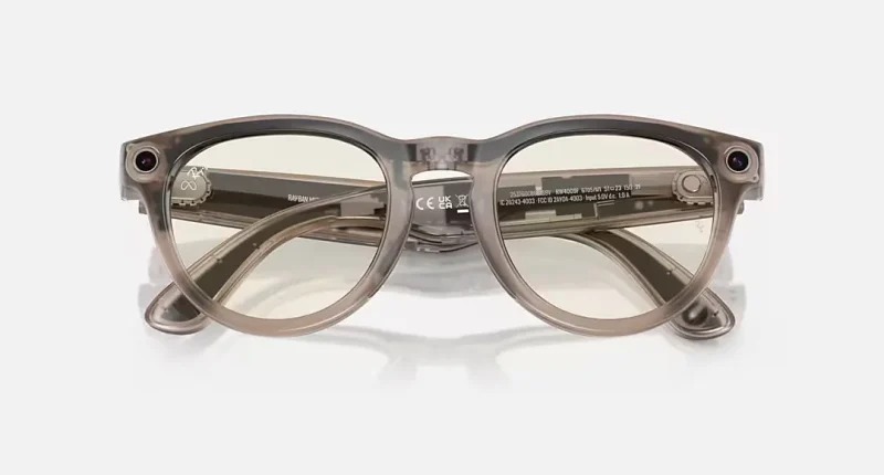 عینک هوشمند Ray‑Ban Meta Headliner – Shiny Warm Stone ClearDark Green Transitions Size 51