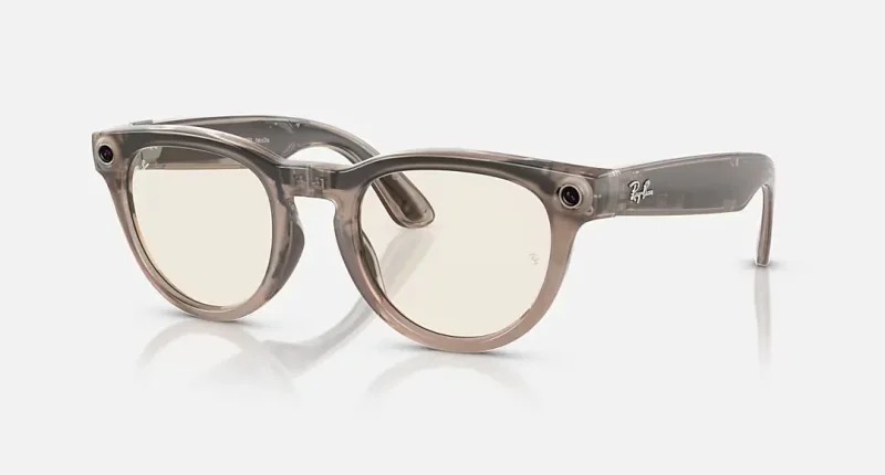 عینک هوشمند Ray‑Ban Meta Headliner – Shiny Warm Stone ClearDark Green Transitions Size 51