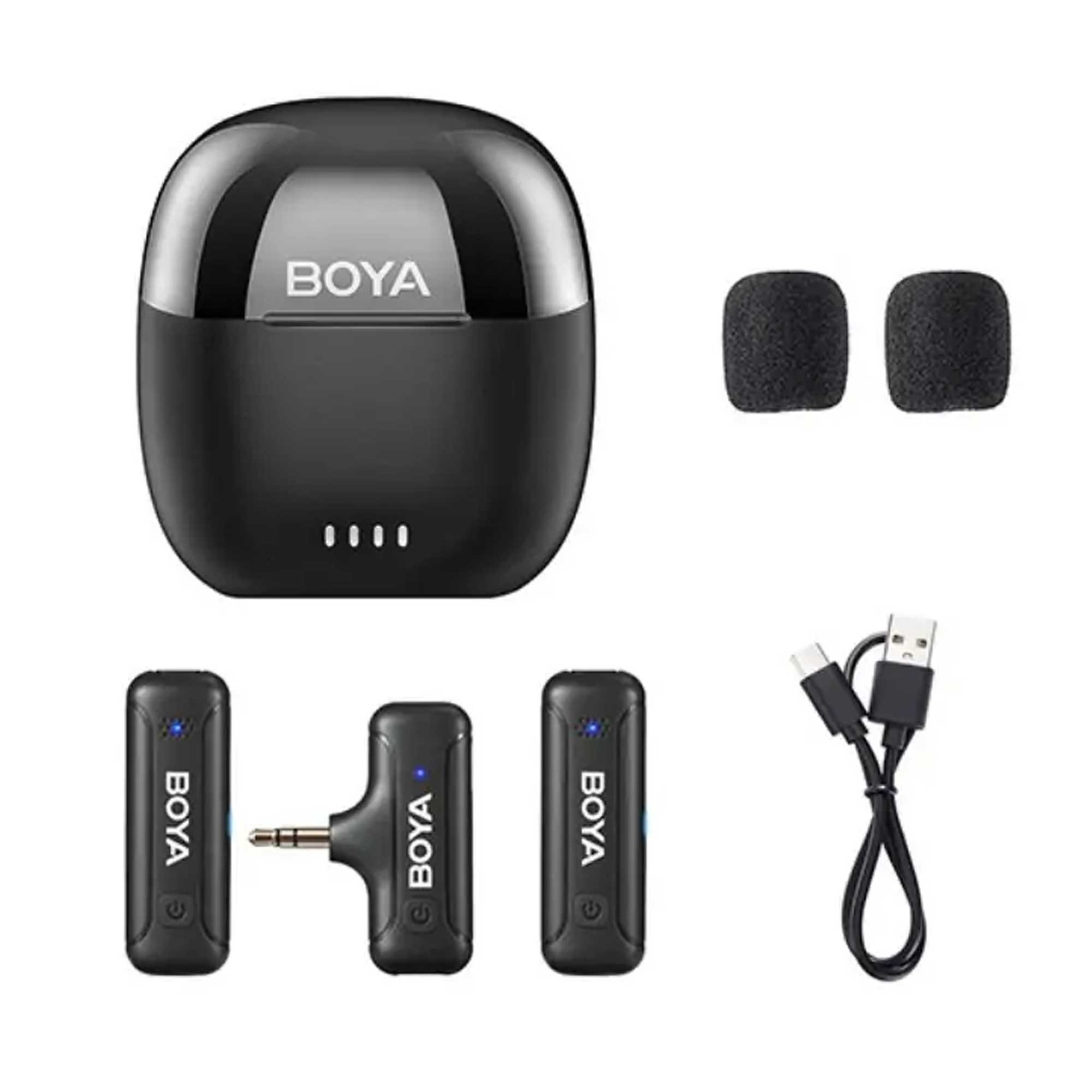 میکروفون یقه ای بی سیم BOYO WM3T M2 رابط جک 3.5 میلی متری با باکس شارژ