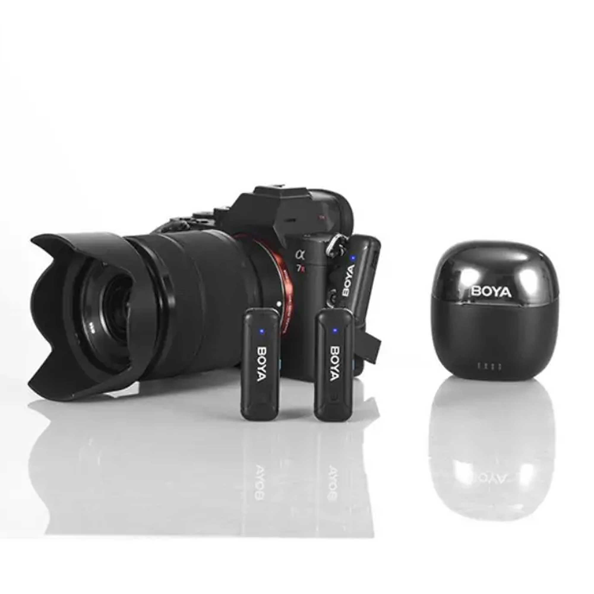 میکروفون یقه ای بی سیم BOYO WM3T M2 رابط جک 3.5 میلی متری با باکس شارژ