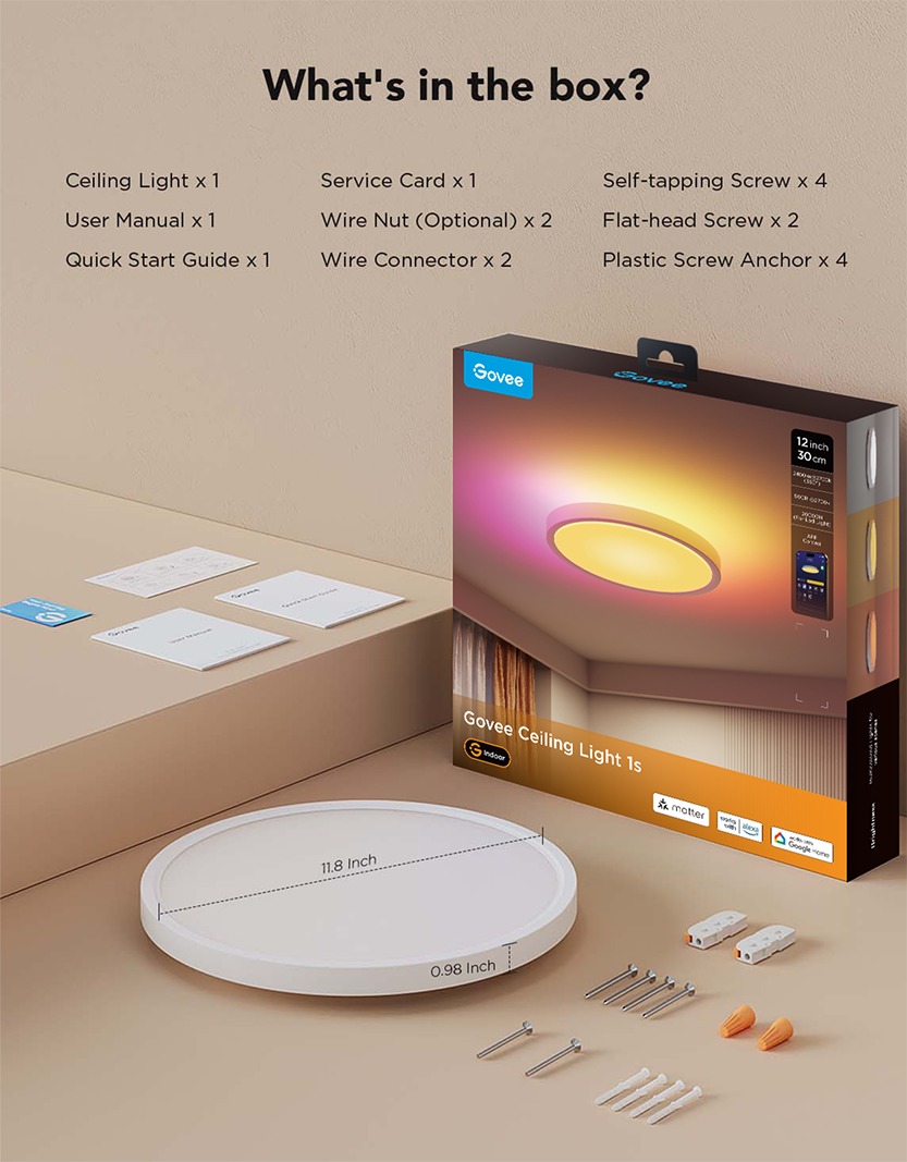 چراغ سقفی هوشمند 30 سانتی Govee Smart Ceiling Light 1S H80A1