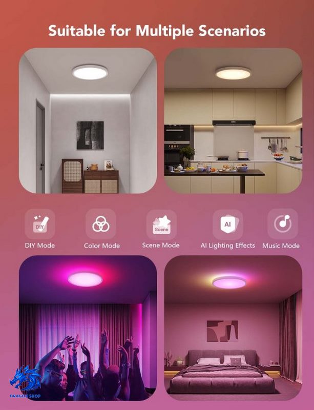 چراغ سقفی هوشمند 30 سانتی Govee Smart Ceiling Light 1S H80A1 چراغ سقفی هوشمند 30 سانتی Govee Smart Ceiling Light 1S H80A1