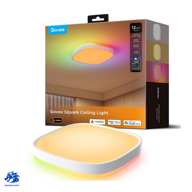 چراغ سقفی هوشمند 30 سانتی Govee Smart Square Ceiling Light H80A4 چراغ سقفی هوشمند 30 سانتی Govee Smart Square Ceiling Light H80A4