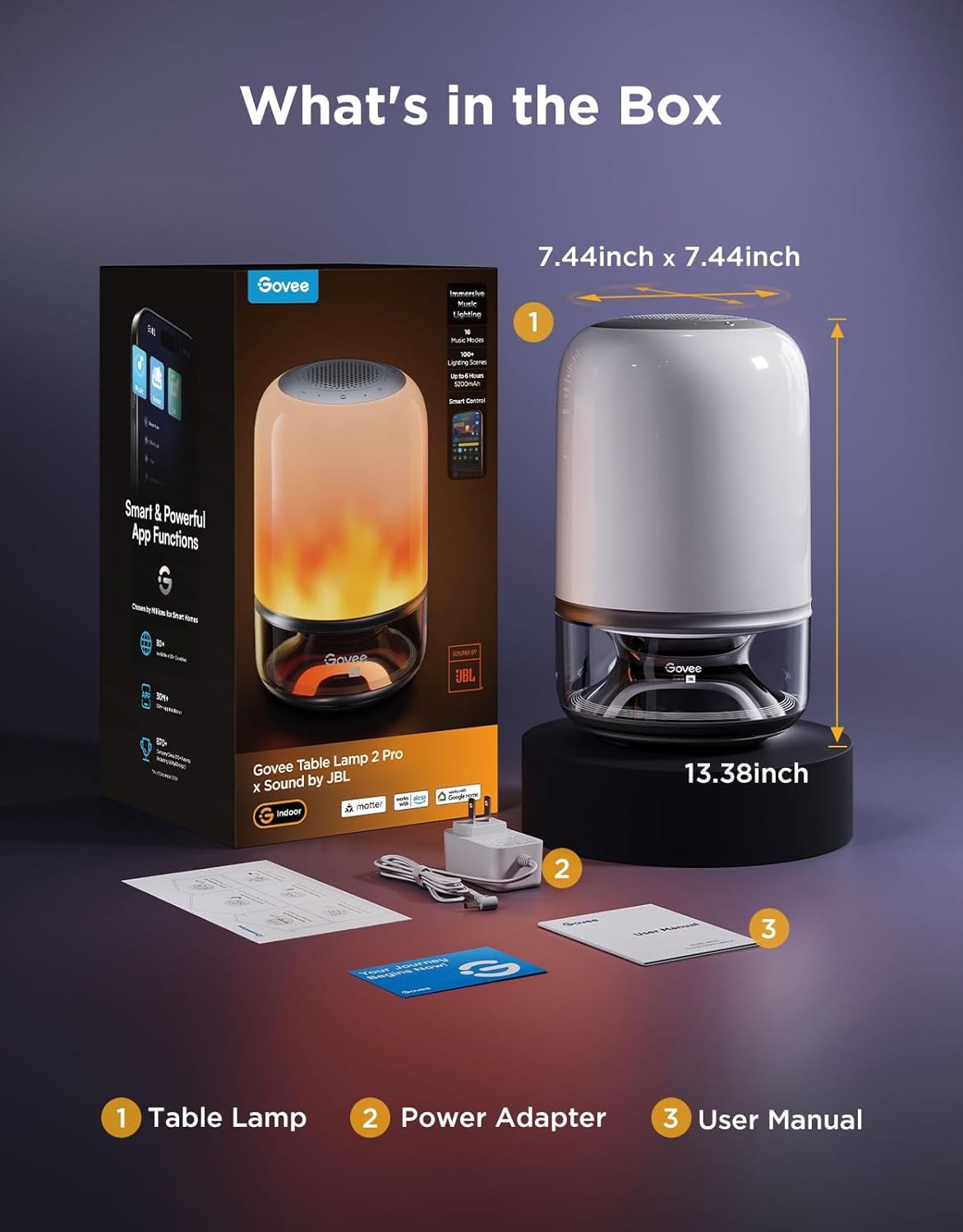 چراغ هوشمند رومیزی Govee Table Lamp 2 Pro x Sound by JBL H6020