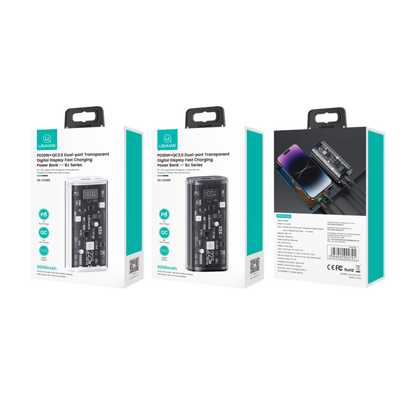 پاوربانک USAMS CD189 9000mAh