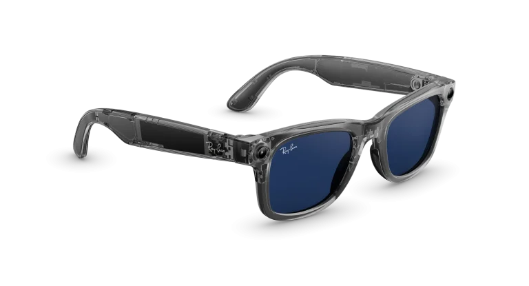 عینک هوشمند RAY-BAN | META GEN 2 WAYFARER Shiny Transparent Grey–Clear/Sapphire Transitions S50