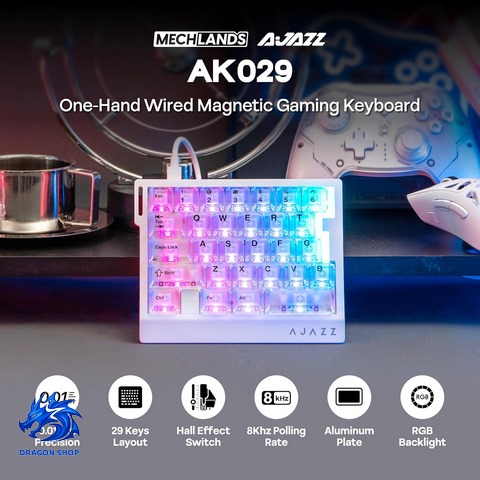 کیبورد AJAZZ AK029 Crystal Domain SW Magnetic White Transparent RGB Wired