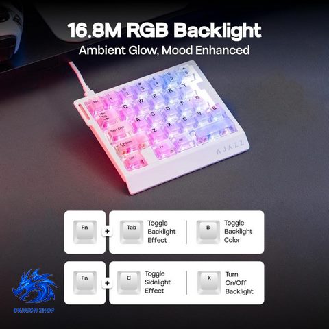 کیبورد AJAZZ AK029 Crystal Domain SW Magnetic White Transparent RGB Wired