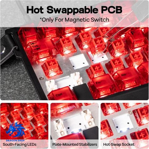 کیبورد AJAZZ AK029 Flame Engine SW Magnetic Red Fully Transparent RGB Wired  