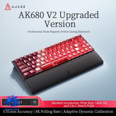 کیبورد AJAZZ AK680 V2 SW Magnetic Original Transparent Gradient Red RGB Wired