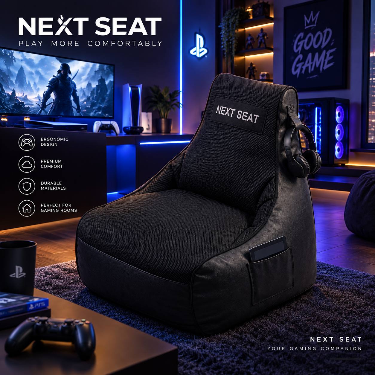 مبل گیمینگ NEXTSEAT Galaxy Hybrid Black مبل گیمینگ NEXTSEAT Galaxy Hybrid Black